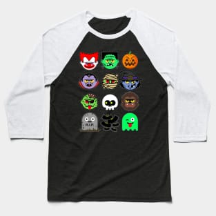 MONSTER FACES Halloween Emoji Shirt Skeleton Dracula Costume Baseball T-Shirt